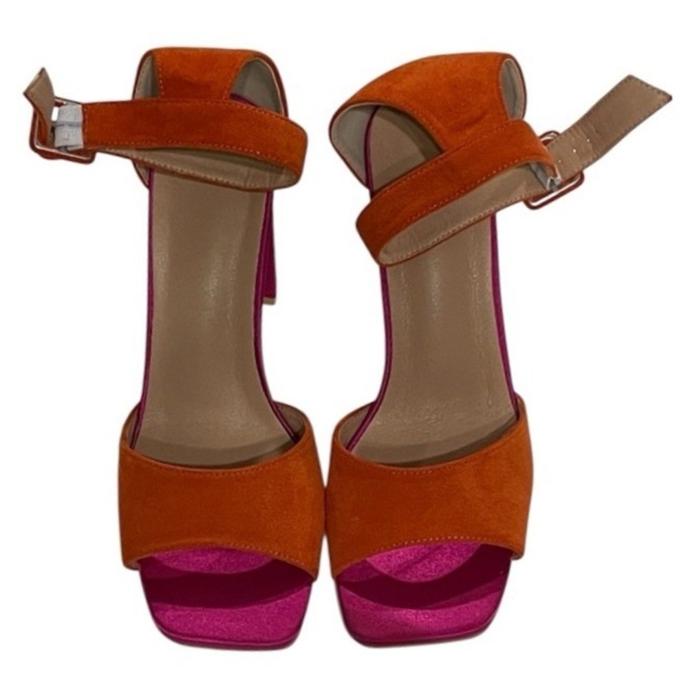 Orange and Pink Block Heels Size 41 US‎ 10.5